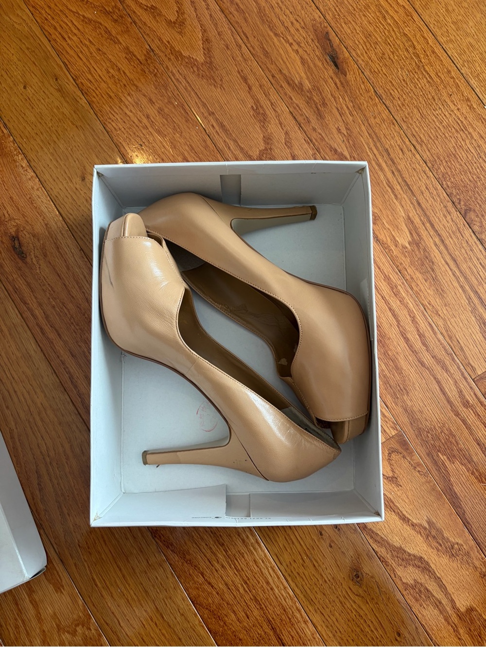 Nine West Nude Peep-Toe High Heel Pumps